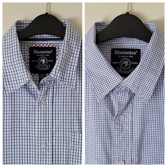 Bluenotes Men's Blue and White Checkered Long-Sleeve Cotton Shirts- Size… - Picture 1 of 3